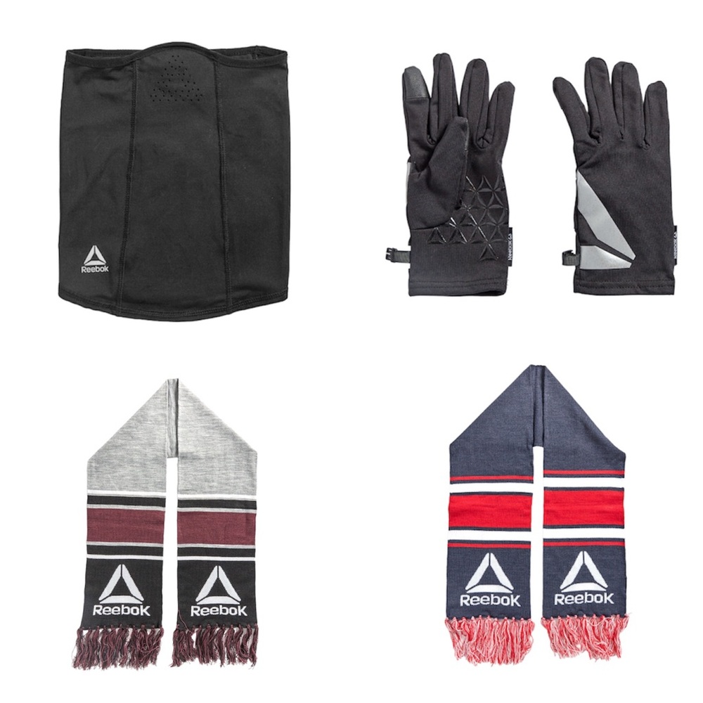 NWT Reebok Bundle - 2 Scarves, Running Gloves & Neck Gaitor